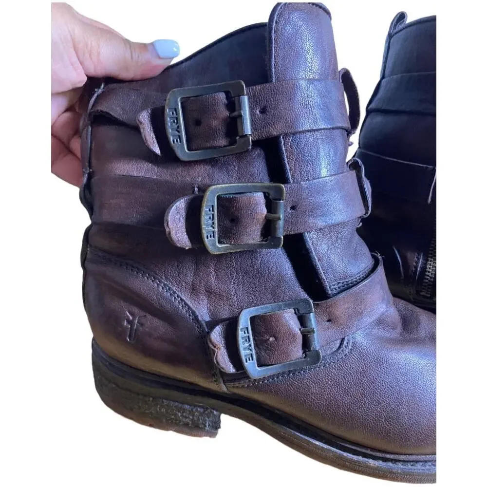 Frye Valerie Shearling Strappy Ankle Boot 8.5B